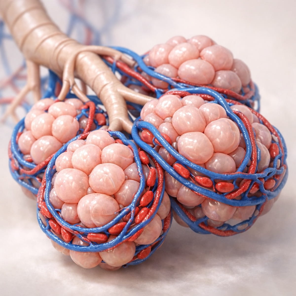 Альвеолы легких и капилляры вокруг них