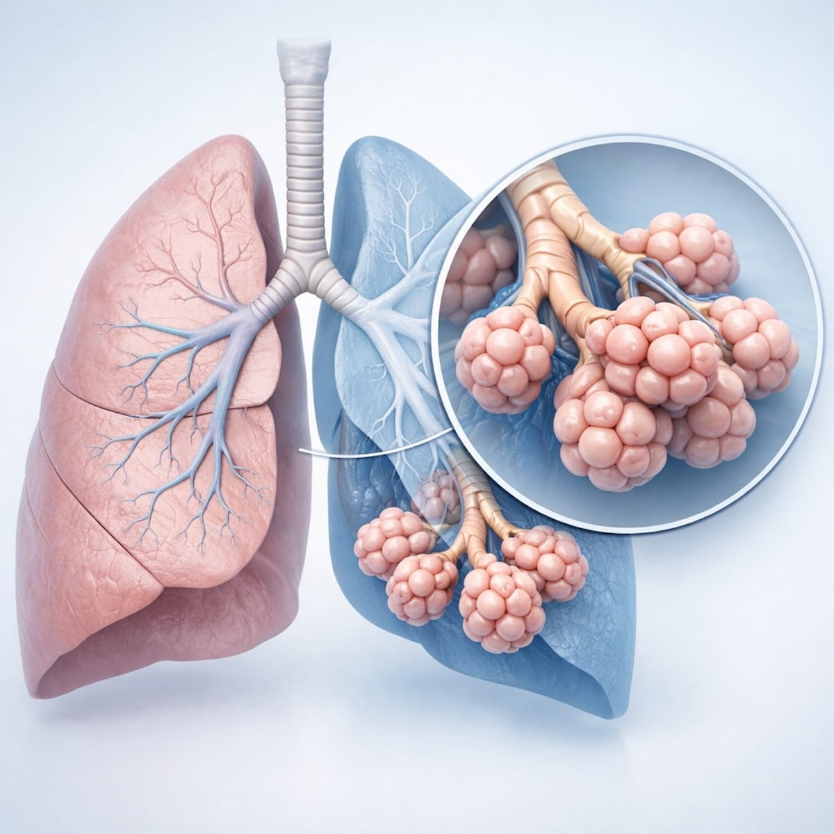 Альвеолы легких на конце бронхиол — анатомическое строение дыхательных путей