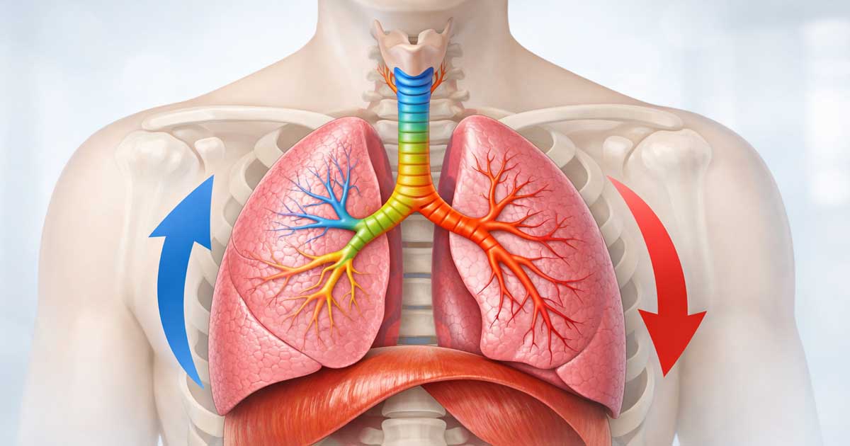 схема дыхательной системы с потоками воздуха