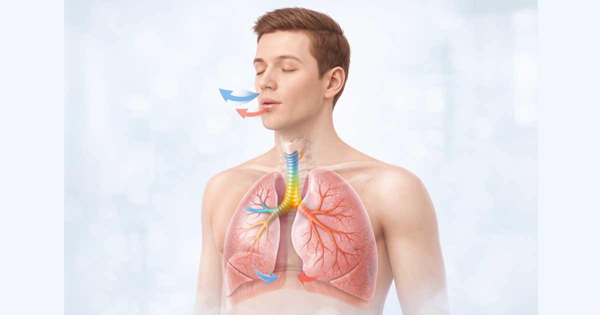 мужчина выполняет дыхательные упражнения по методу Бутейко