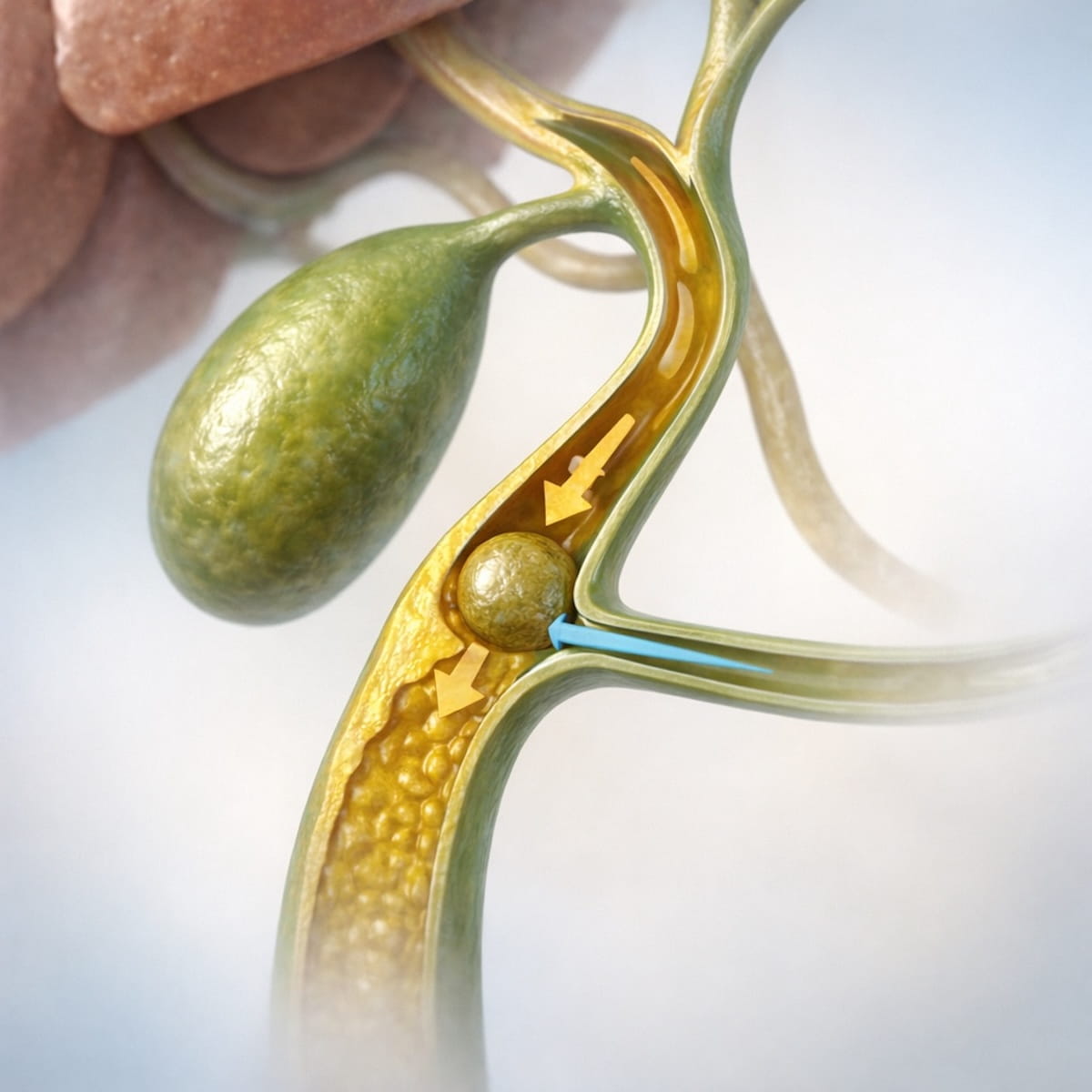 Желчный камень перекрывает желчный проток