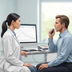 доктор и пациент, как проходит спирометрия