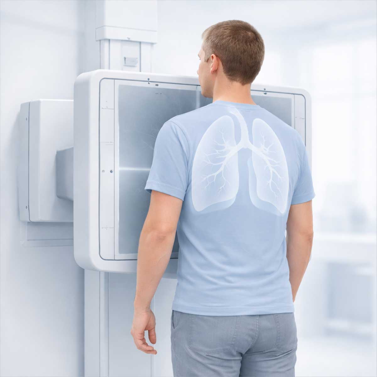 Как проходит рентген легких Процедура рентгена легких — схематичное изображение обследования