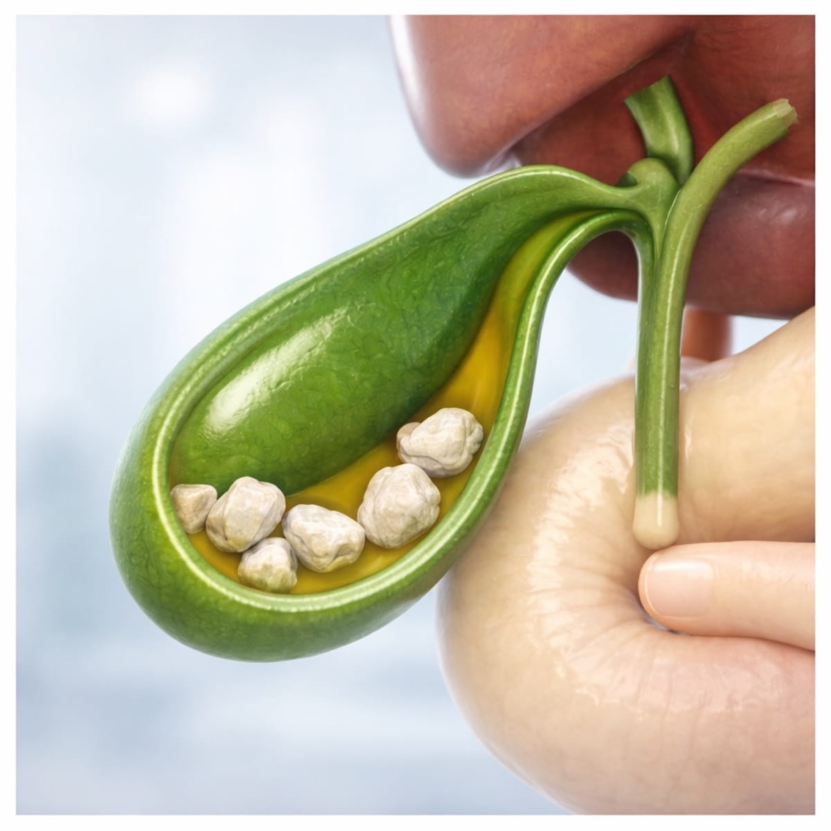 Камни в желчном пузыре — медицинская 3D иллюстрация