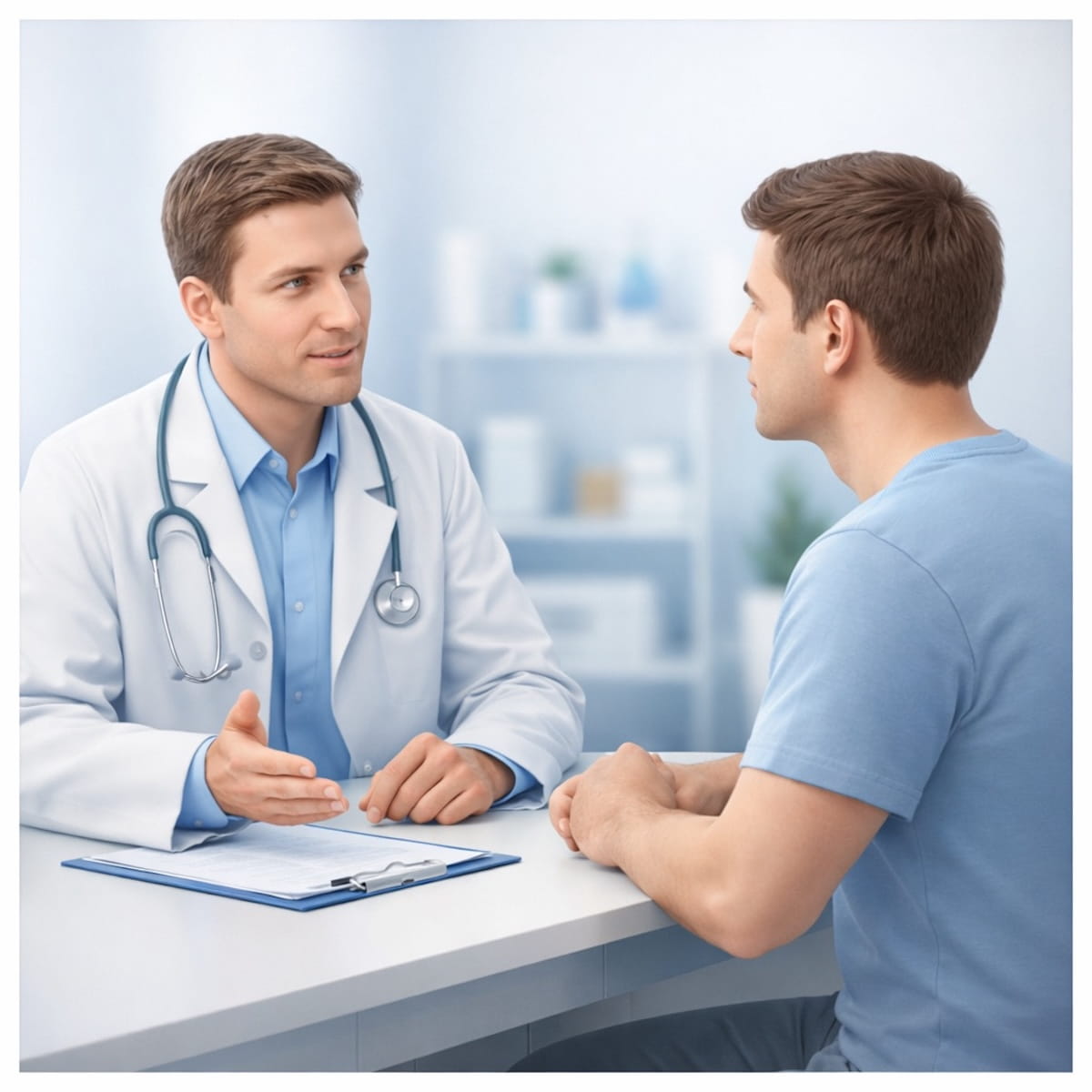 Пациент консультируется с врачом после обнаружения камней в желчном пузыре