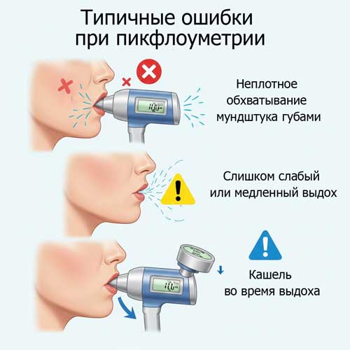 ошибки при пикфлуометрии